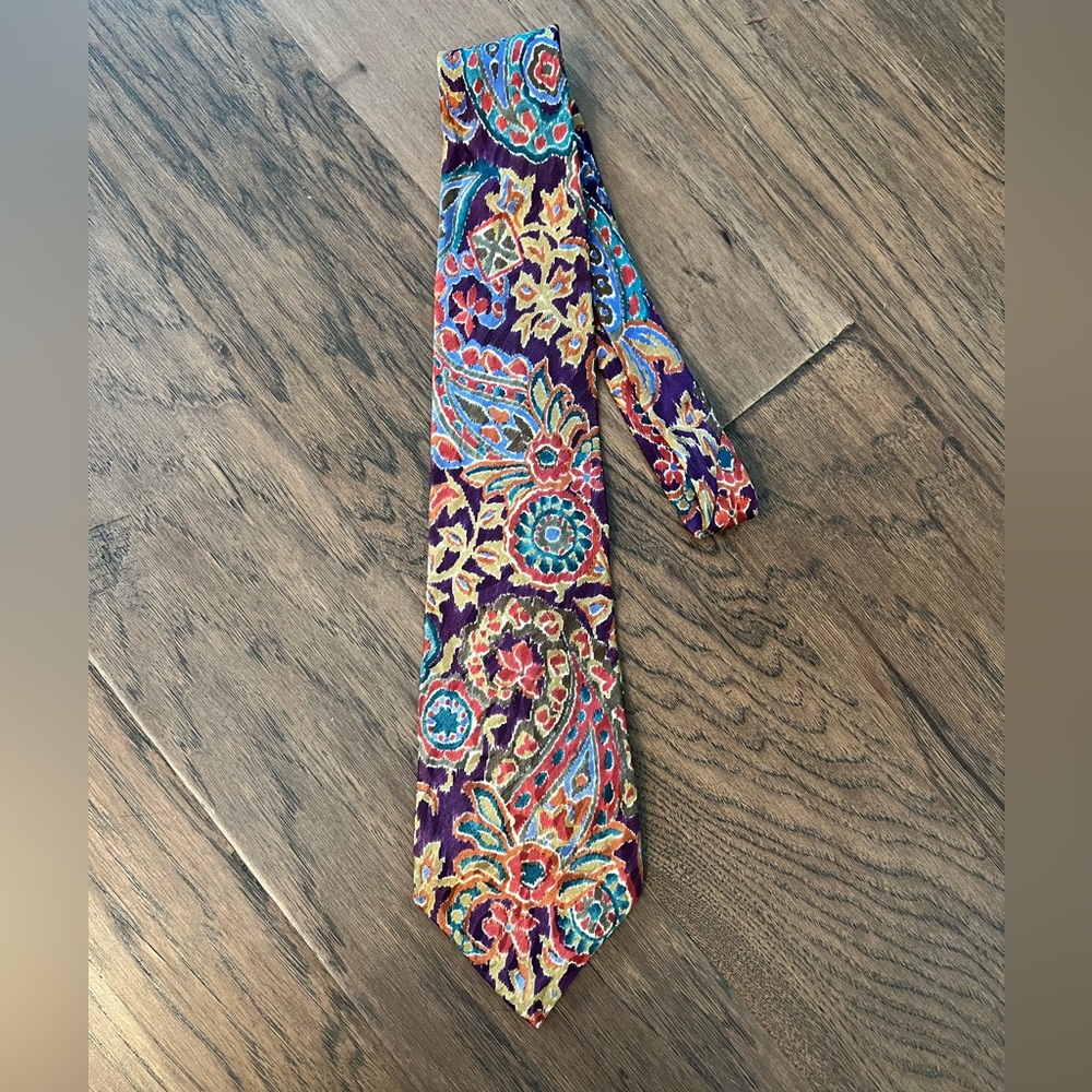 Liberty of London Silk Tie Paisley Fall Floral Print Multicolor Made in USA